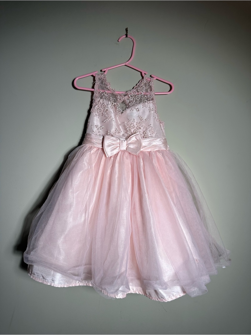 Tahari Girl Blush Pink Lace Tulle Flower Girl Dress Party Size 4